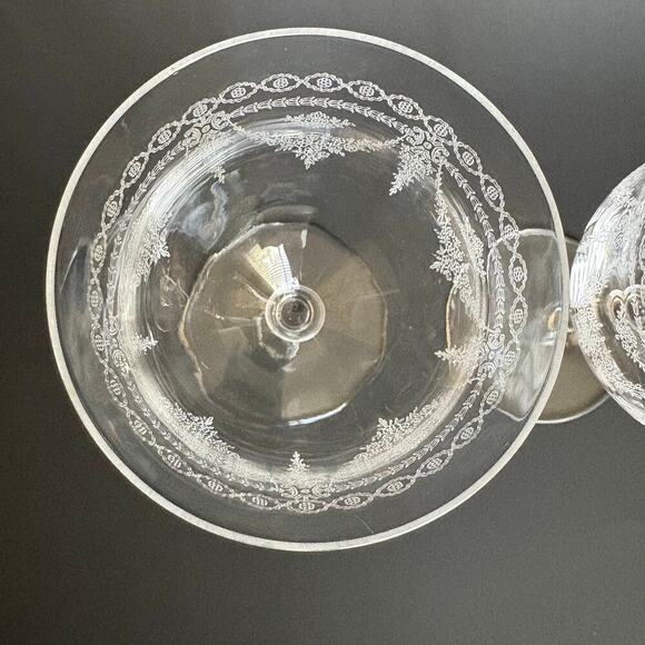 Set of 2 Vintage/Antique Optic Water Glasses Czechoslovakia 1927 Floral - Picture 5 of 9